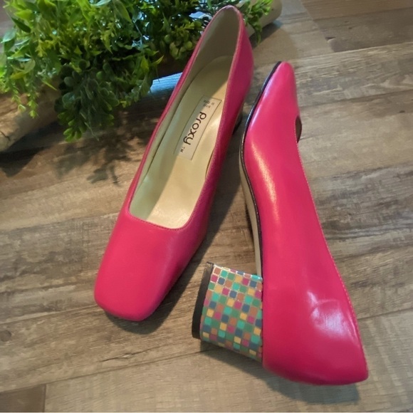 PROXY Bold & Colorful Block Heel Pumps - Totally 80s Vibe! Made in Spain - Picture 1 of 12